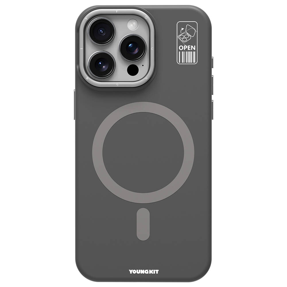 Apple iPhone 15 Pro Uyumlu Kılıf Magsafe Şarj Özellikli Kamera Standlı Silikon Youngkit Bitty Cream Kapak - 3