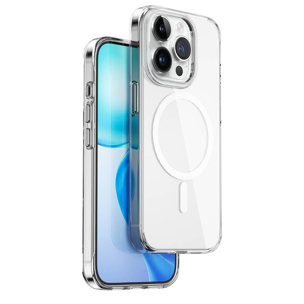 Apple iPhone 15 Pro Max Uyumlu Kılıf Wiwu BC-022 Magsafe Şarj Özellikli Şeffaf Transparan Kapak - 1
