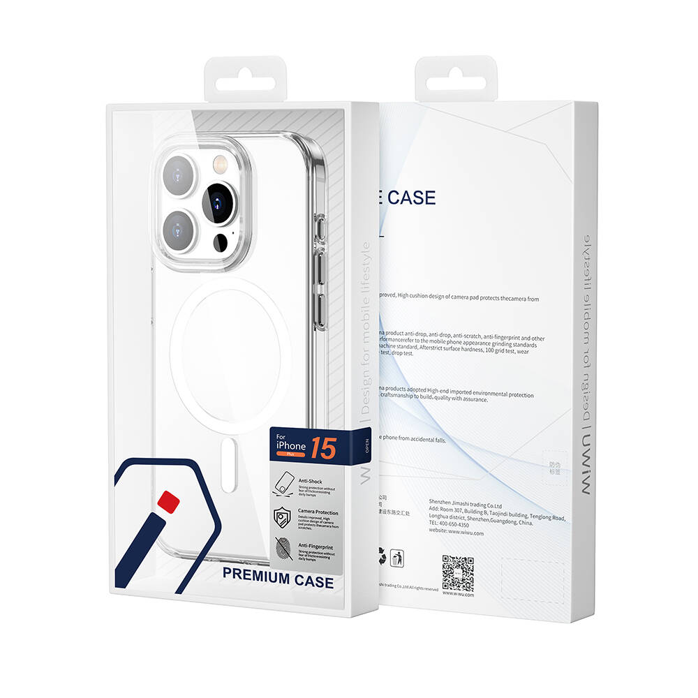 Apple iPhone 15 Pro Max Uyumlu Kılıf Wiwu BC-022 Magsafe Şarj Özellikli Şeffaf Transparan Kapak - 2