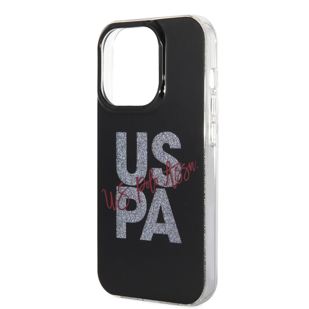 Apple iPhone 14 Pro Max Uyumlu Kılıf U.S. POLO ASSN. Simli Parlak Alfabe Tasarım Kapak - 5