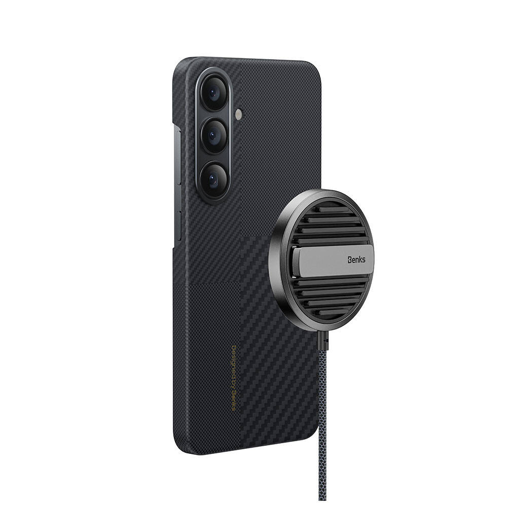 Samsung Galaxy S24 Uyumlu Magsafe Şarj Özellikli Karbon Fiber Benks Montage ArmorAir 600D Kevlar Kapak - 2