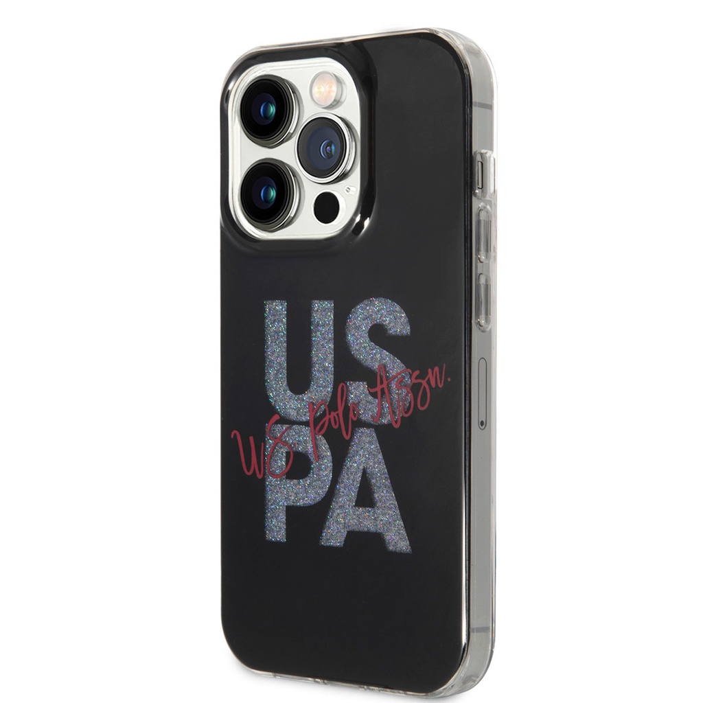 Apple iPhone 14 Pro Max Uyumlu Kılıf U.S. POLO ASSN. Simli Parlak Alfabe Tasarım Kapak - 6