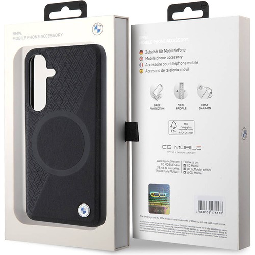 Samsung Galaxy S24 Uyumlu Kılıf BMW Orjinal Lisanslı Magsafe Şarj Özellikli Yarım Dokulu Circle Leather Kapak