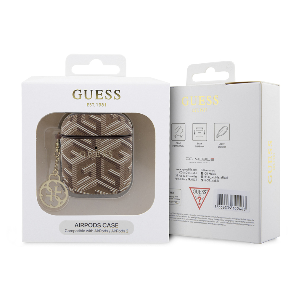 Apple Airpods Uyumlu Kılıf Guess Orjinal Lisanslı G Cube Desenli 4G Süs Zincirli Kapak - 7
