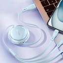 Wiwu Wi-C023 Vigor Serisi 3in1 Type-C Lightning Micro USB Makaralı Data ve Şarj Kablosu 100W 1.5M - 2