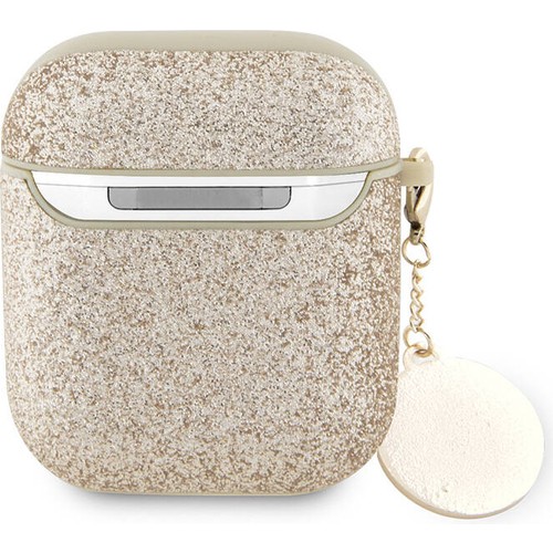 Apple Airpods Uyumlu Kılıf Guess Orjinal Lisanslı Glitter Elmas Kalp Süs Zincirli Kapak