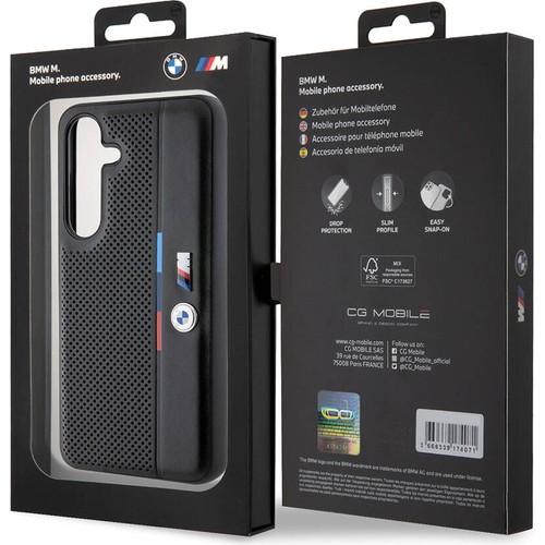 Samsung Galaxy S24 Uyumlu Kılıf BMW Orjinal Lisanslı M Logolu Üç Renk Çizgili Delikli Detail Line Kapak