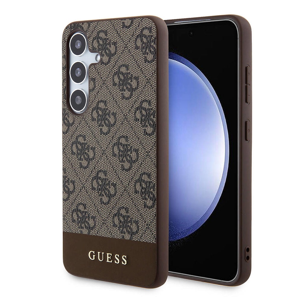 Samsung Galaxy S24 Plus Uyumlu Kılıf Guess Orjinal Lisanslı PU Deri Şerit Logo Dizaynlı Kapak