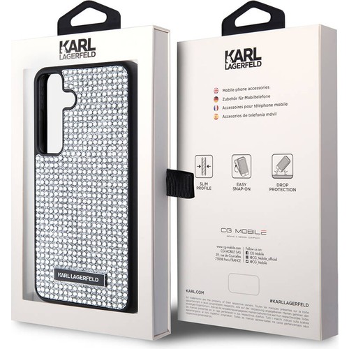 Samsung Galaxy S24 Uyumlu Kılıf Karl Lagerfeld Taşlı Metal Logo Orjinal Lisanslı Kapak