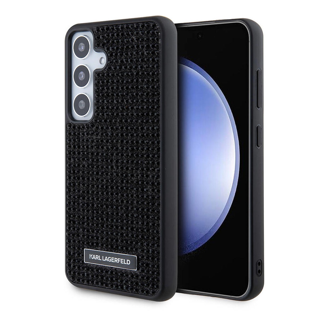 Samsung Galaxy S24 Uyumlu Kılıf Karl Lagerfeld Taşlı Metal Logo Orjinal Lisanslı Kapak