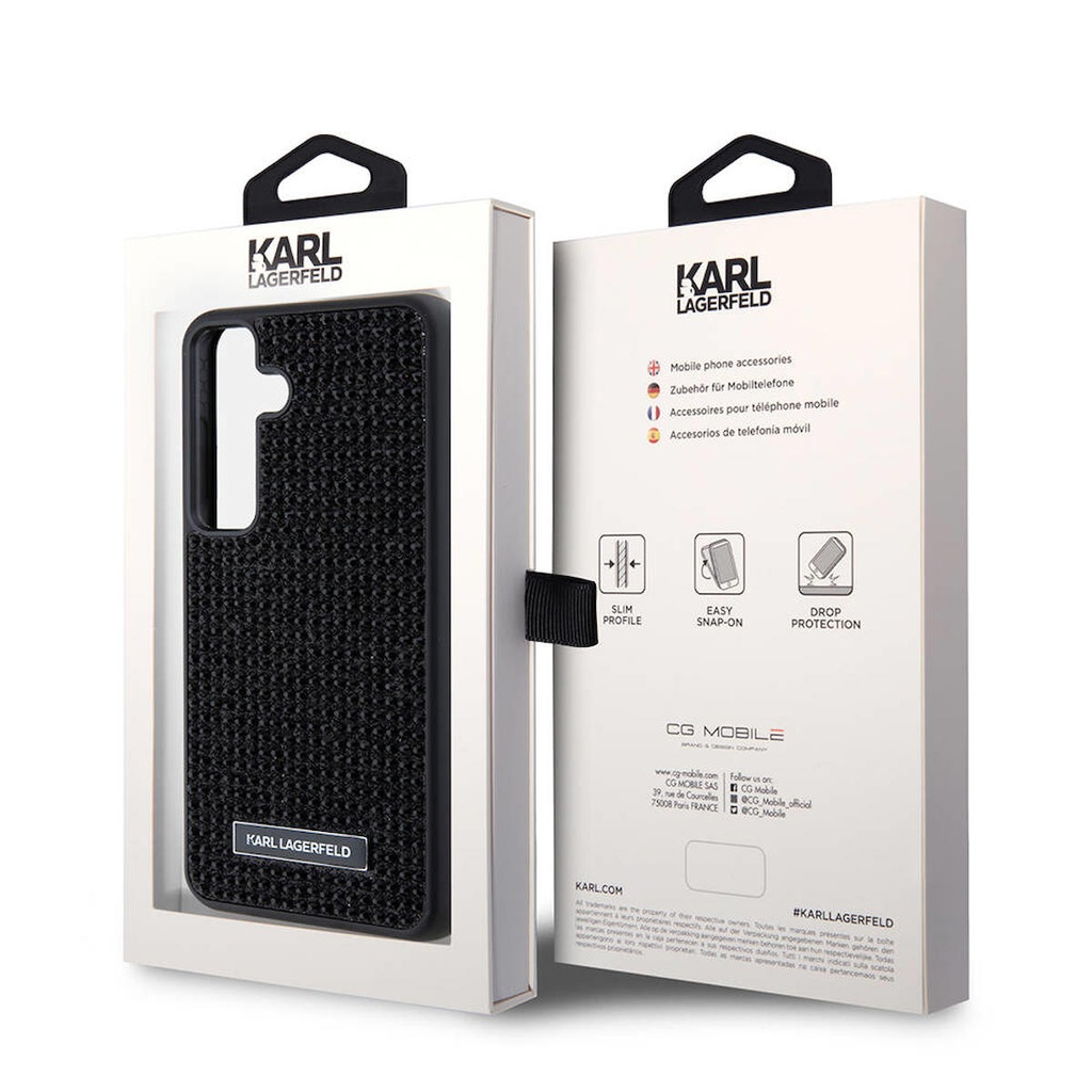 Samsung Galaxy S24 Uyumlu Kılıf Karl Lagerfeld Taşlı Metal Logo Orjinal Lisanslı Kapak