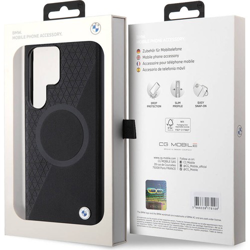 Samsung Galaxy S24 Ultra Uyumlu Kılıf BMW Orjinal Lisanslı Magsafe Şarj Özellikli Yarım Dokulu Circle Leather Kapak