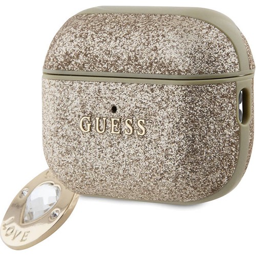 Apple Airpods Pro 2 Uyumlu Kılıf Guess Orjinal Lisanslı Glitter Elmas Kalp Süs Zincirli Kapak
