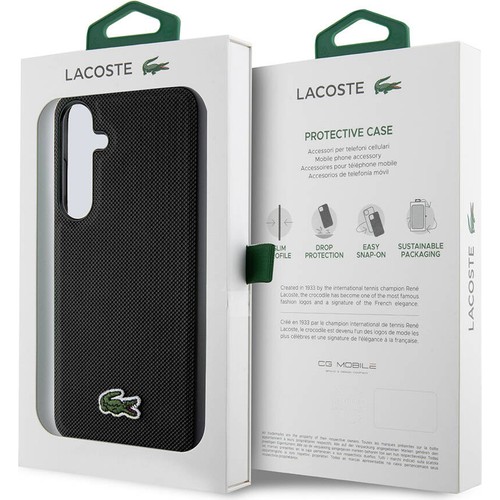 Samsung Galaxy S24 Uyumlu Kılıf Lacoste Orjinal Lisanslı PU Pike Desenli Arka Yüzey İkonik Timsah Dokuma Logolu Kapak