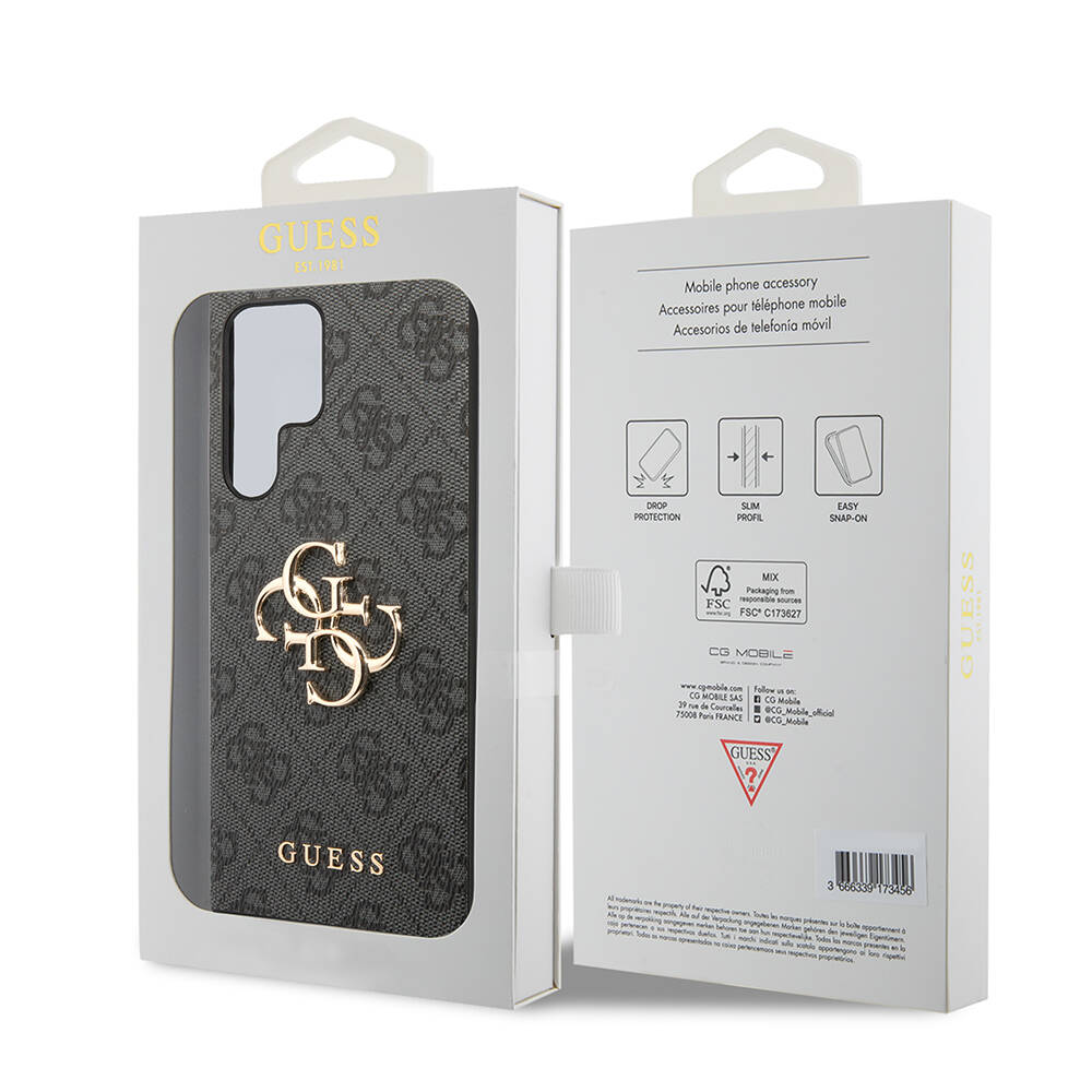 Samsung Galaxy S24 Ultra Uyumlu Kılıf Guess Orjinal Lisanslı PU Deri Yazı ve 4G Metal Logolu Desenli Kapak - 7