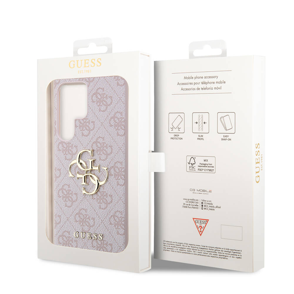 Samsung Galaxy S24 Ultra Uyumlu Kılıf Guess Orjinal Lisanslı PU Deri Yazı ve 4G Metal Logolu Desenli Kapak - 21