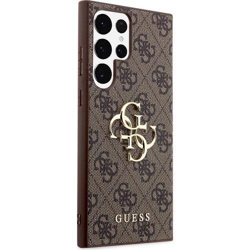 Samsung Galaxy S24 Ultra Uyumlu Kılıf Guess Orjinal Lisanslı PU Deri Yazı ve 4G Metal Logolu Desenli Kapak