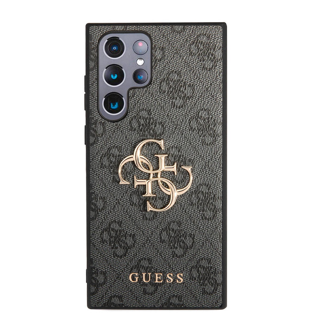 Samsung Galaxy S24 Ultra Uyumlu Kılıf Guess Orjinal Lisanslı PU Deri Yazı ve 4G Metal Logolu Desenli Kapak