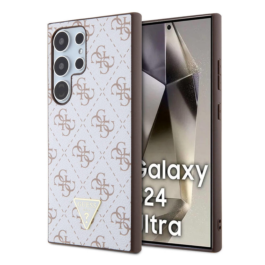 Samsung Galaxy S24 Ultra Uyumlu Kılıf Guess Orjinal Lisanslı PU Üçgen Logo 4G Desenli Kapak