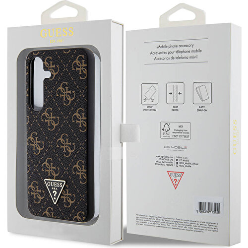 Samsung Galaxy S24 Plus Uyumlu Kılıf Guess Orjinal Lisanslı PU Üçgen Logo 4G Desenli Kapak
