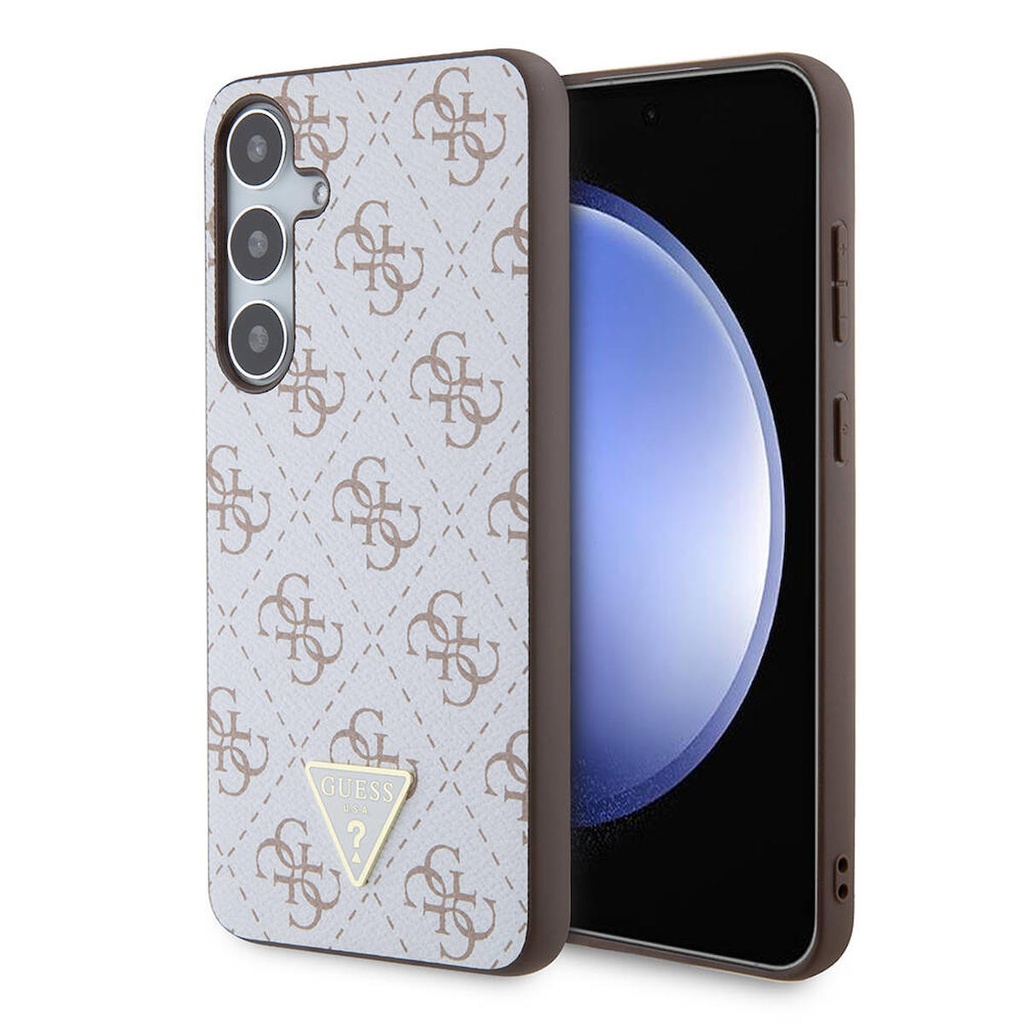 Samsung Galaxy S24 Plus Uyumlu Kılıf Guess Orjinal Lisanslı PU Üçgen Logo 4G Desenli Kapak