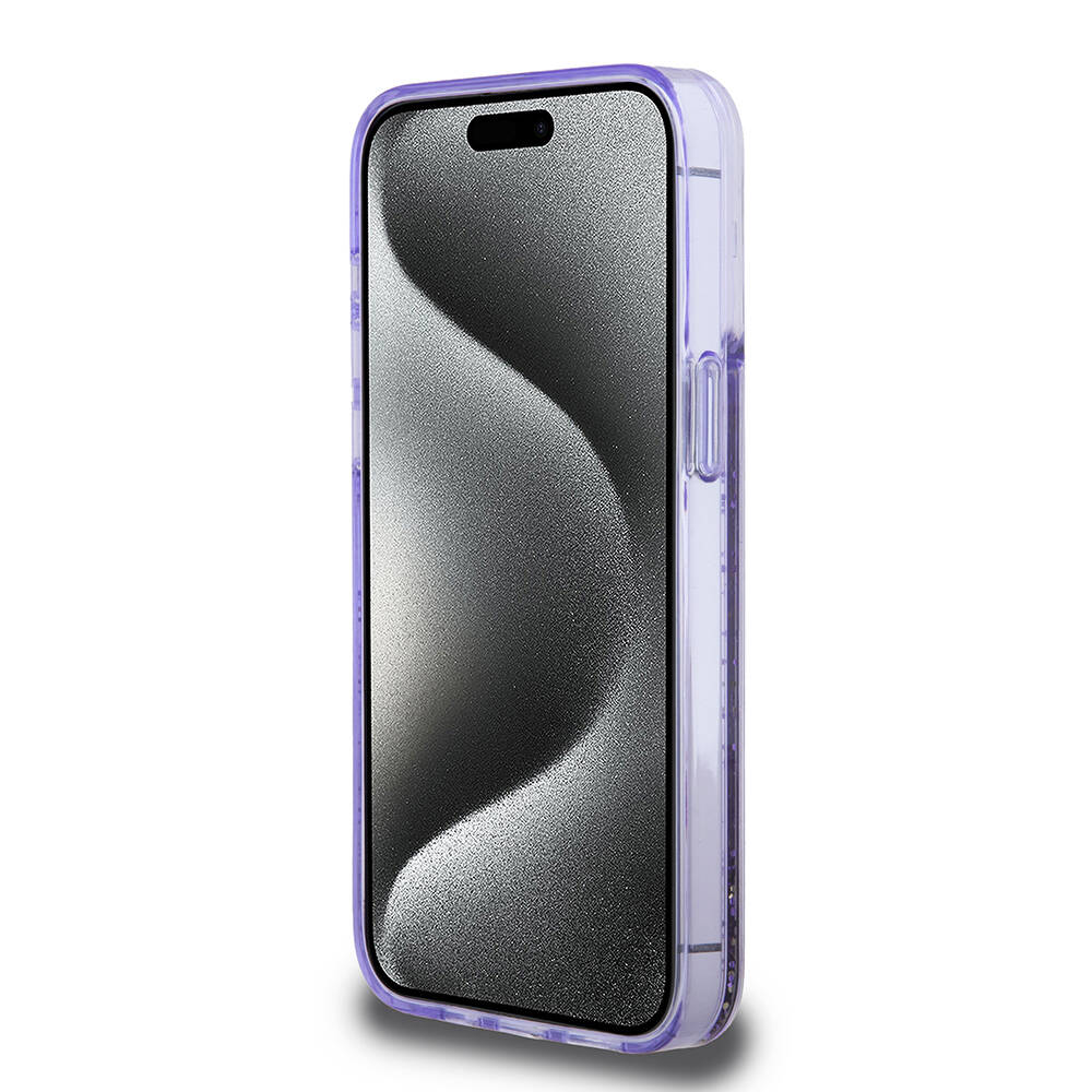 Apple iPhone 15 Pro Max Uyumlu Kılıf Guess Orjinal Lisanslı Transparan Sıvılı Simli Altın Çizgili Kapak - 11