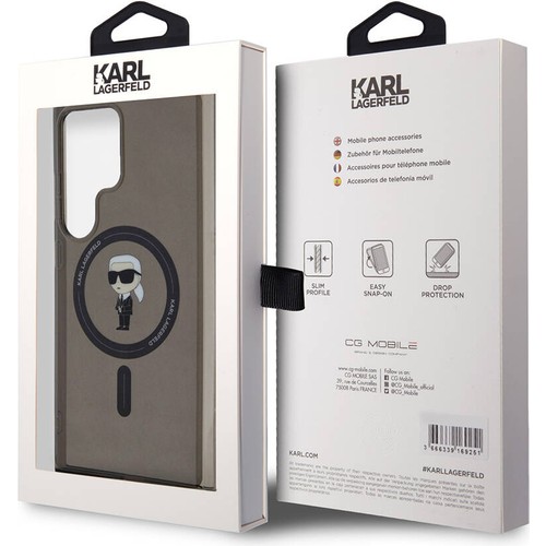 Samsung Galaxy S24 Ultra Uyumlu Kılıf Karl Lagerfeld Orjinal Lisanslı Magsafe Şarj Özellikli Karl Head IML Baskılı Kapak