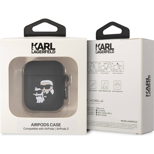 Apple Airpods Uyumlu Kılıf Karl Lagerfeld Orjinal Lisanslı Karl & Choupette 3D Silikon Kapak