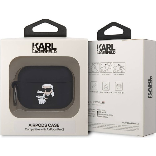 Apple Airpods Pro 2 Uyumlu Kılıf Karl Lagerfeld Orjinal Lisanslı Karl & Choupette 3D Silikon Kapak
