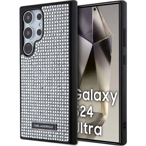 Samsung Galaxy S24 Ultra Uyumlu Kılıf Karl Lagerfeld Taşlı Metal Logo Orjinal Lisanslı Kapak