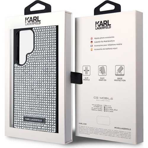 Samsung Galaxy S24 Ultra Uyumlu Kılıf Karl Lagerfeld Taşlı Metal Logo Orjinal Lisanslı Kapak