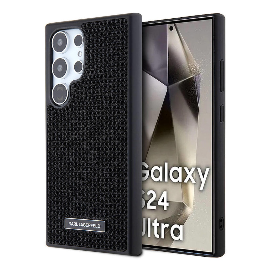 Samsung Galaxy S24 Ultra Uyumlu Kılıf Karl Lagerfeld Taşlı Metal Logo Orjinal Lisanslı Kapak