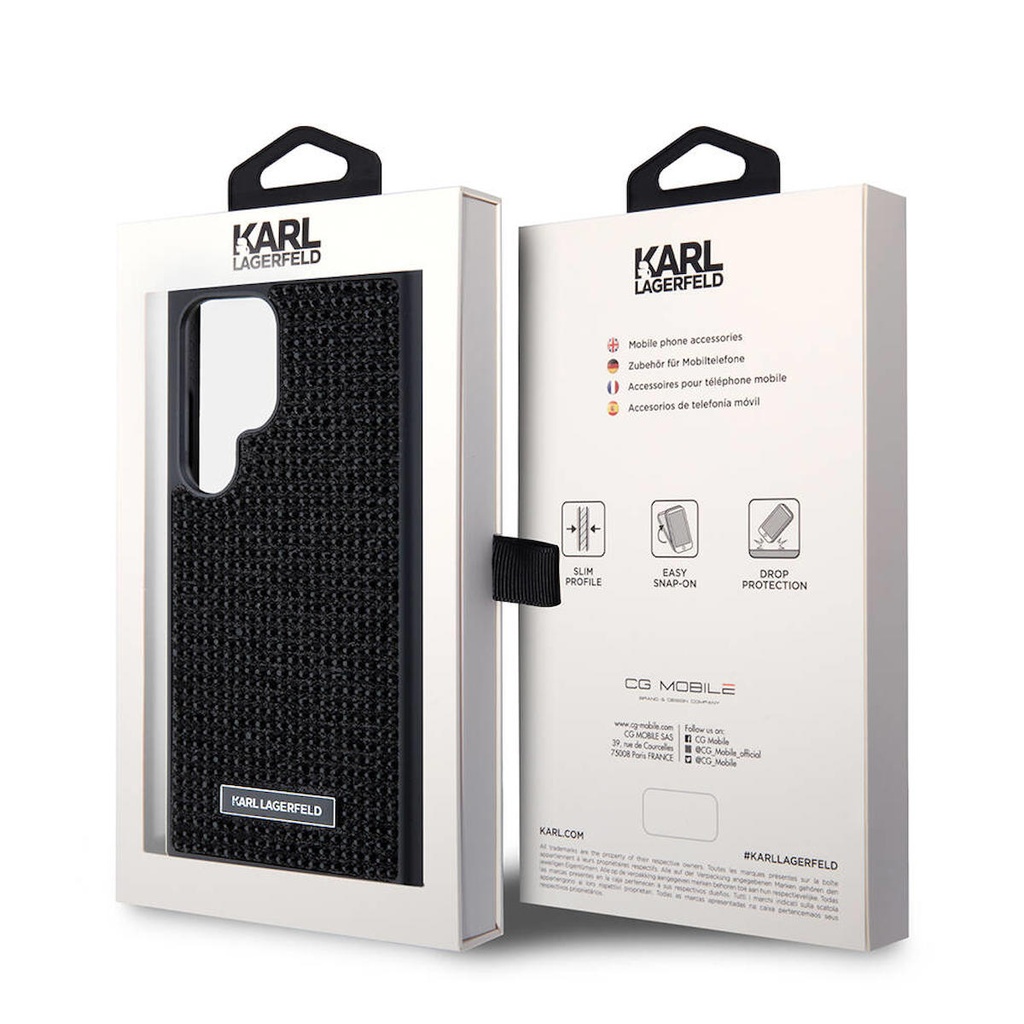 Samsung Galaxy S24 Ultra Uyumlu Kılıf Karl Lagerfeld Taşlı Metal Logo Orjinal Lisanslı Kapak