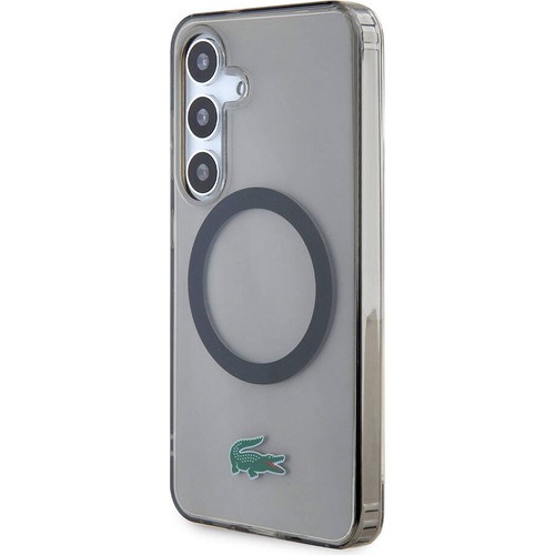 Samsung Galaxy S24 Uyumlu Kılıf Lacoste Orjinal Lisanslı Magsafe Şarj Özellikli Transparan Timsah Logo Baskılı Kapak