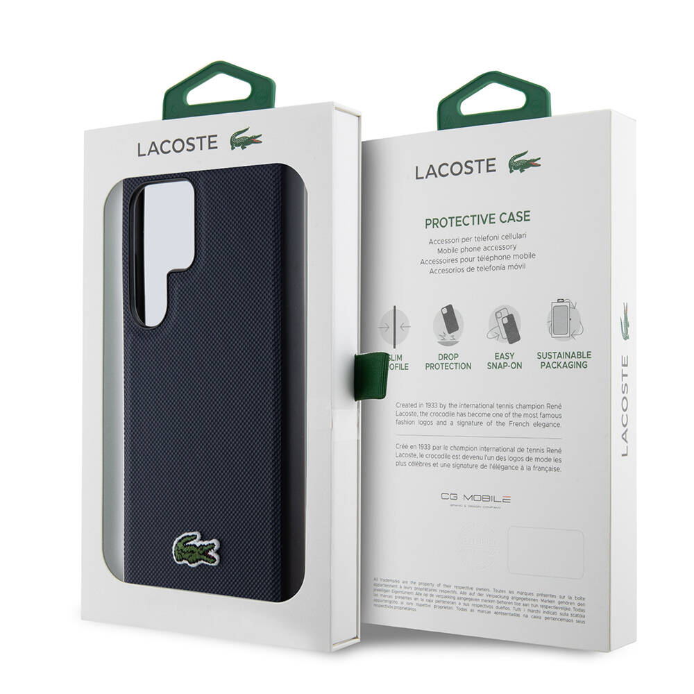 Samsung Galaxy S24 Ultra Uyumlu Kılıf Lacoste Orjinal Lisanslı PU Pike Desenli Arka Yüzey İkonik Timsah Dokuma Logolu Kapak - 7