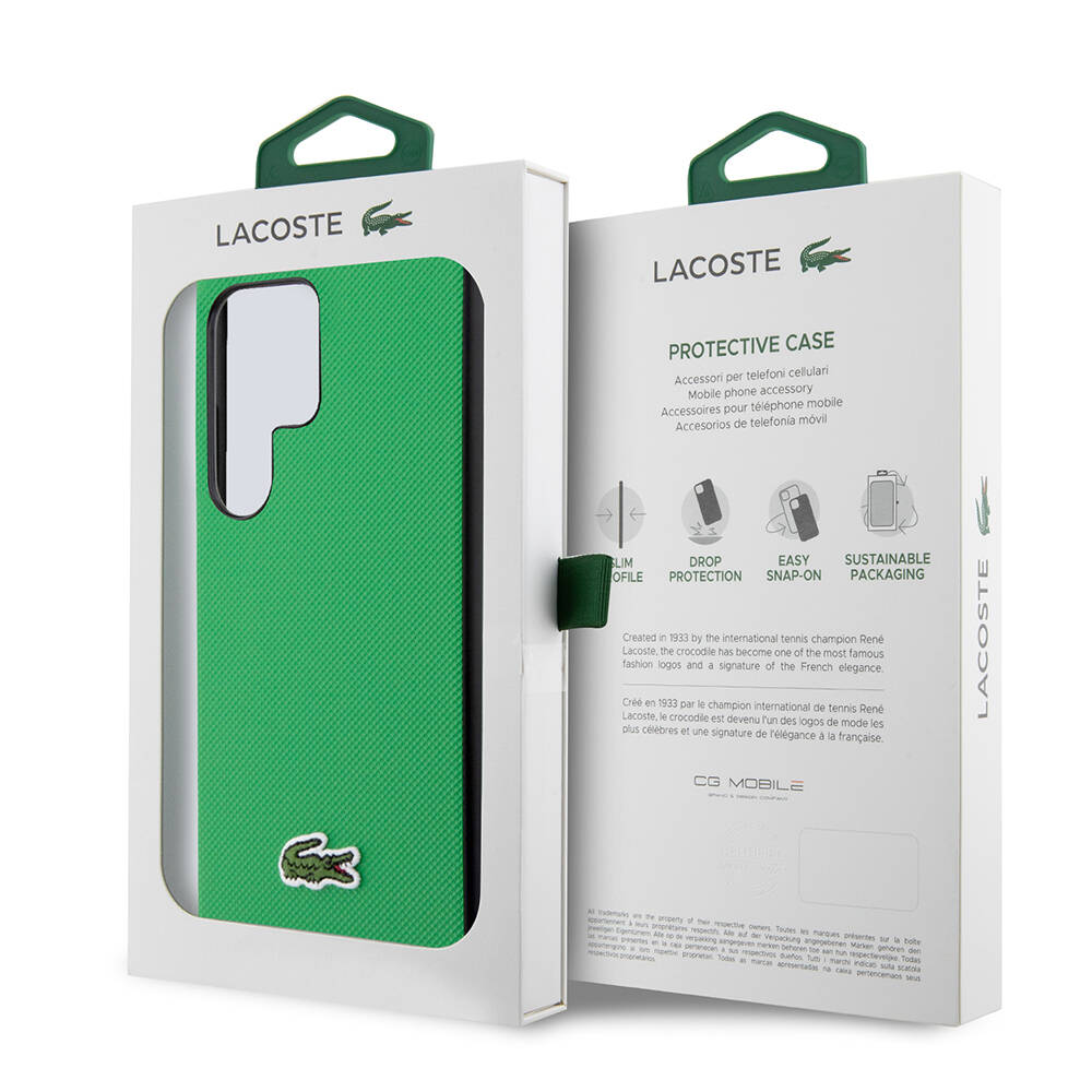 Samsung Galaxy S24 Ultra Uyumlu Kılıf Lacoste Orjinal Lisanslı PU Pike Desenli Arka Yüzey İkonik Timsah Dokuma Logolu Kapak - 14