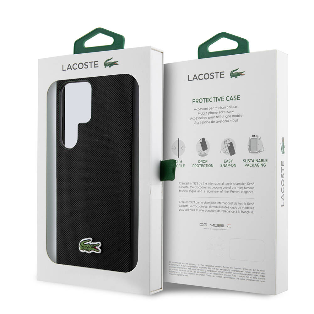 Samsung Galaxy S24 Ultra Uyumlu Kılıf Lacoste Orjinal Lisanslı PU Pike Desenli Arka Yüzey İkonik Timsah Dokuma Logolu Kapak - 21