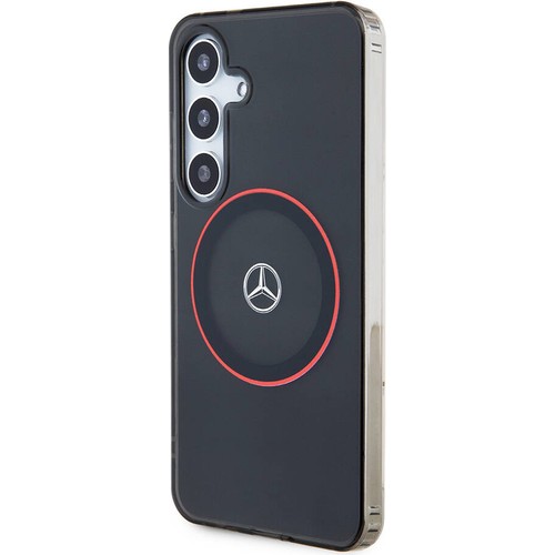 Samsung Galaxy S24 Uyumlu Kılıf Mercedes Benz Orjinal Lisanslı Magsafe Şarj Özellikli IML Yıldız Logolu Red Ring Kapak
