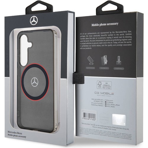 Samsung Galaxy S24 Uyumlu Kılıf Mercedes Benz Orjinal Lisanslı Magsafe Şarj Özellikli IML Yıldız Logolu Red Ring Kapak