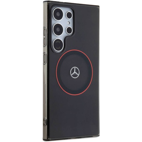 Samsung Galaxy S24 Ultra Uyumlu Kılıf Mercedes Benz Orjinal Lisanslı Magsafe Şarj Özellikli IML Yıldız Logolu Red Ring Kapak