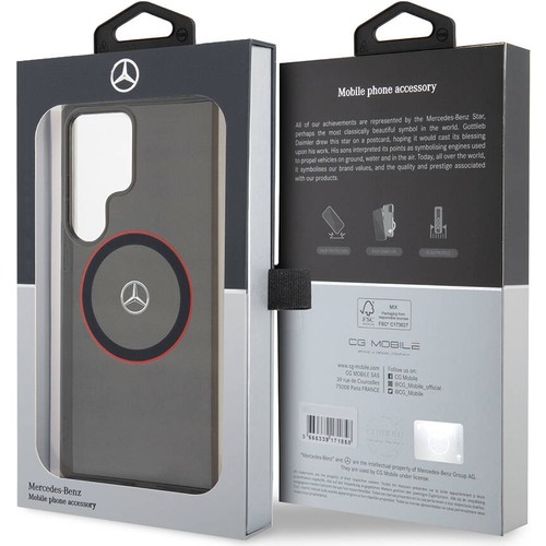 Samsung Galaxy S24 Ultra Uyumlu Kılıf Mercedes Benz Orjinal Lisanslı Magsafe Şarj Özellikli IML Yıldız Logolu Red Ring Kapak