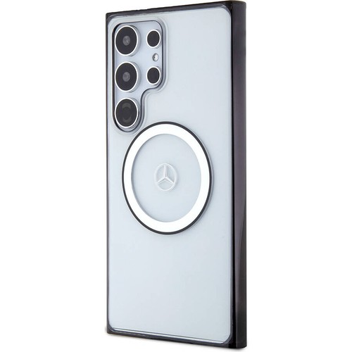 Samsung Galaxy S24 Ultra Uyumlu Kılıf Mercedes Benz Orjinal Lisanslı Magsafe Şarj Özellikli PC TPU Transparan Black Ring Kapak