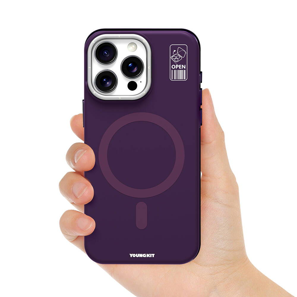 Apple iPhone 14 Pro Uyumlu Kılıf Magsafe Şarj Özellikli Kamera Standlı Silikon Youngkit Bitty Cream Kapak - 4