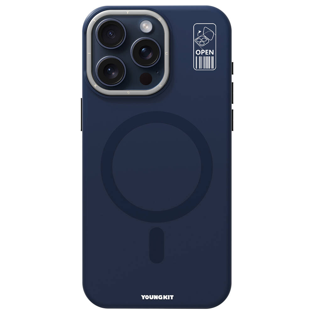 Apple iPhone 15 Pro Max Uyumlu Kılıf Magsafe Şarj Özellikli Kamera Standlı Silikon Youngkit Bitty Cream Kapak - 1