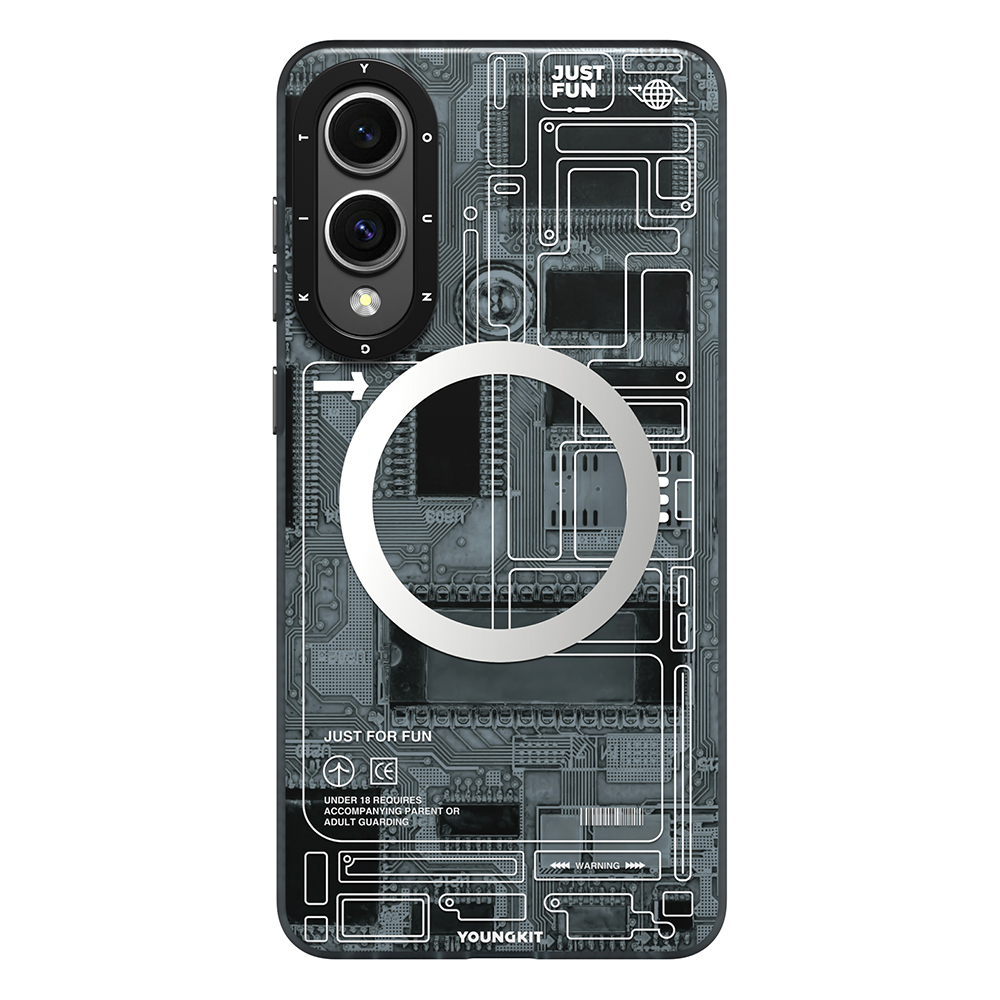 [RNZ-TA121130] Samsung Galaxy S25 Edge Uyumlu Kılıf M-safe Şarj Özellikli Youngkit Technology Serisi Kapak (Gri)