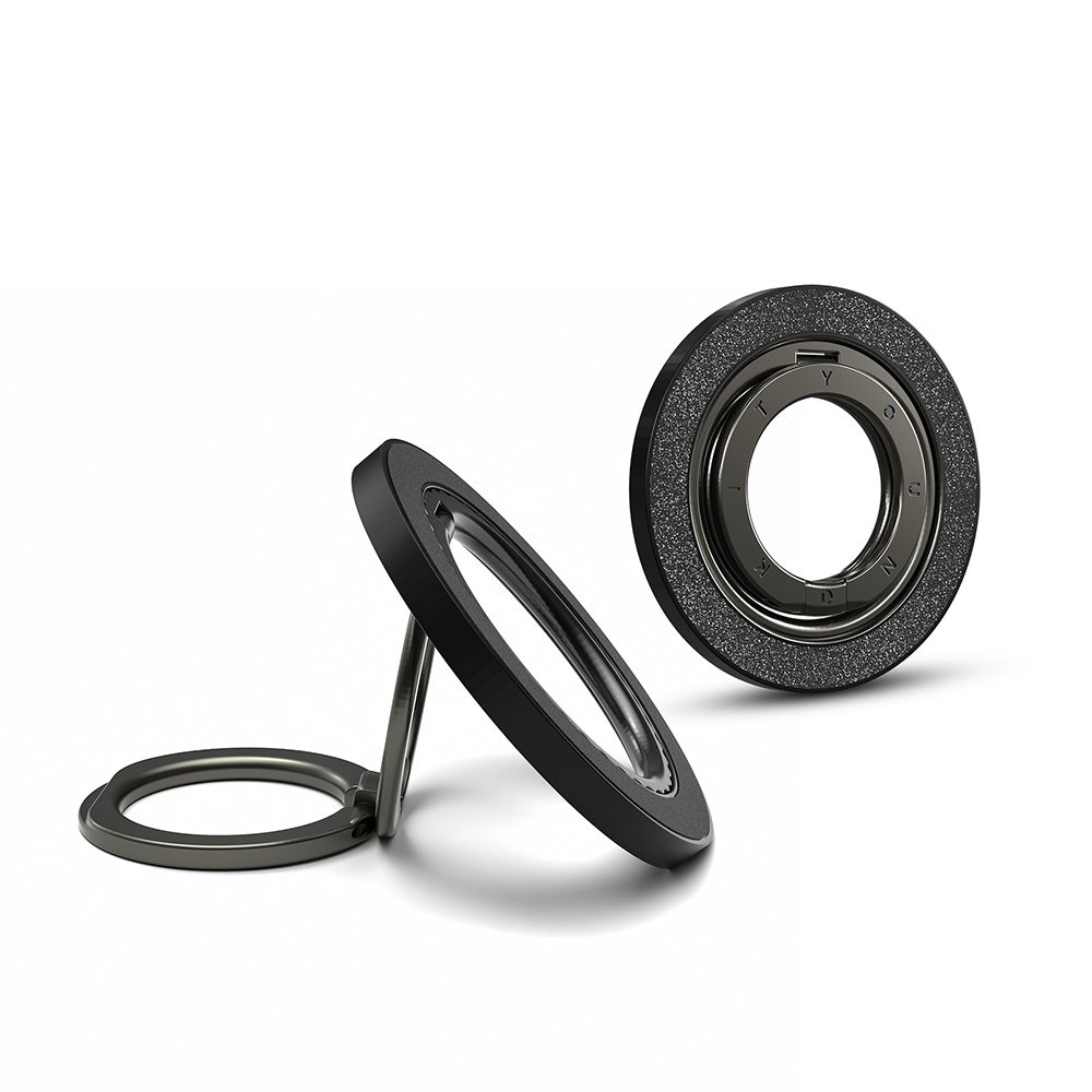 [RNZ-TA121125] Youngkit Colorful Serisi Double Magnetik Ring Stand Telefon Tutucu (Siyah)