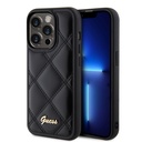 Apple iPhone 14 Pro Max Uyumlu Kılıf Guess Orjinal Lisanslı PU Deri Metal Yazı Logolu Kapitone Kapak