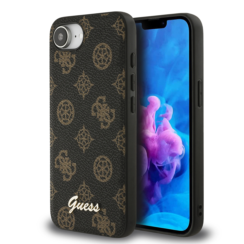 Apple iPhone 16E Uyumlu Kılıf Guess Orjinal Lisanslı M-safe Şarj Özellikli Yazı Logolu Peony Kapak