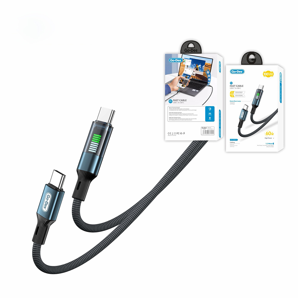 Go Des GD-UC681C-C Type-C to Type-C PD Hızlı Şarj Kablosu 60W 1.2M