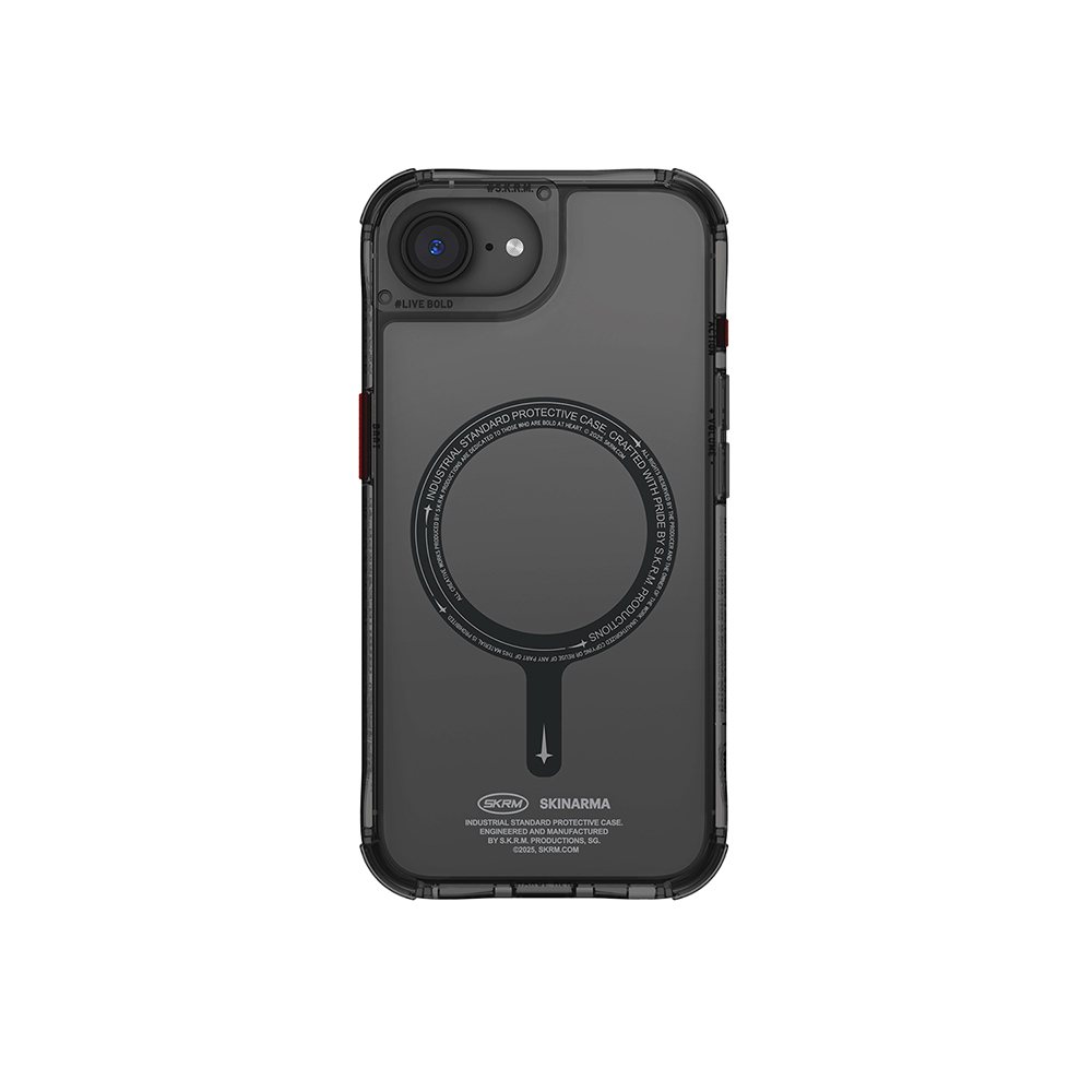 [RNZ-TA120634] Apple iPhone 16E Uyumlu Kılıf M-safe Şarj Özellikli Şeffaf Airbag Tasarımlı Skinarma Saido Kapak (Siyah)